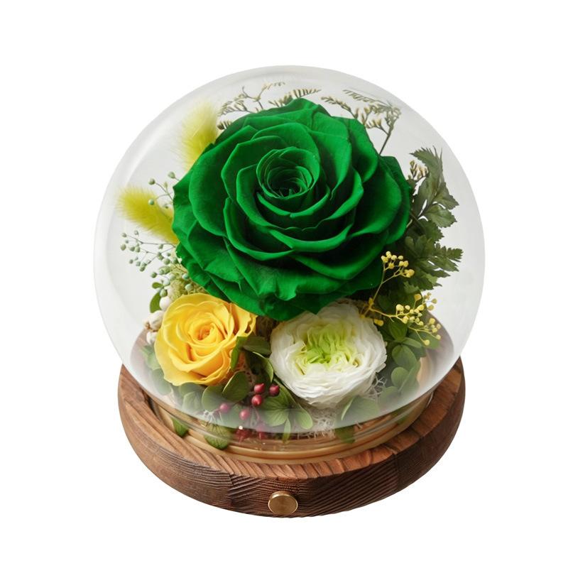 Valentine's Day gift, immortal flower rose glass cover, crystal ball micro-landscape ornament, gift for teacher and girlfriend