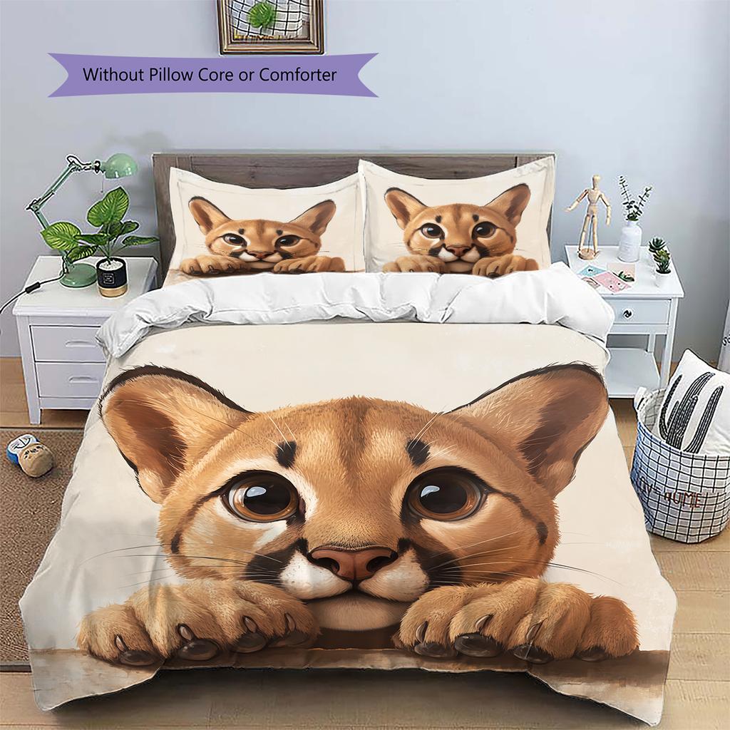 Cougar Pattern Bedding Home Decoration Birthday Gift (1 * duvet cover + 2 * pillowcase, without core)