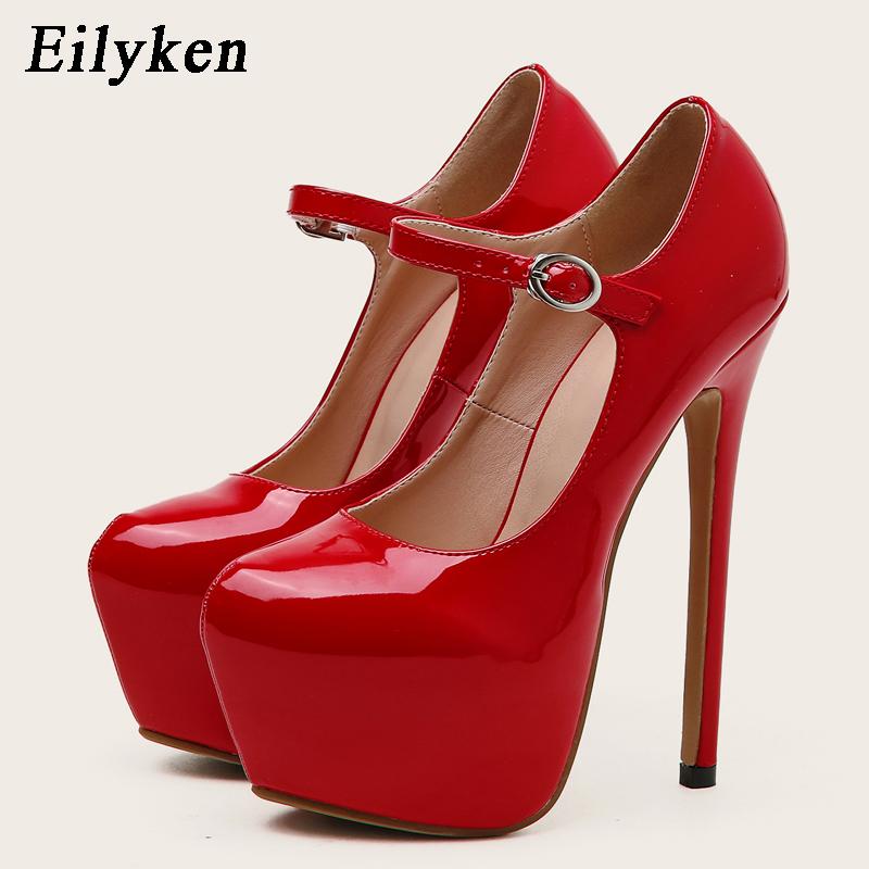 Escarpins Sexy à Plateforme et Bride à Boucle, Bout Rond, Talons Très Hauts, Chaussures de Club de Strip-teaseuse, taille 35-42