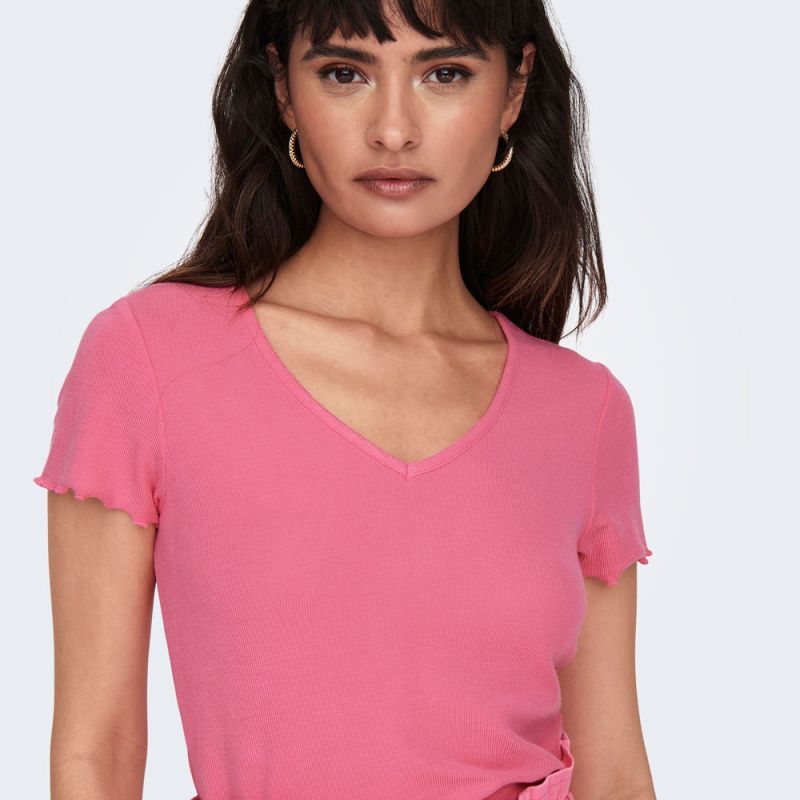 Tee shirt kika crop top col v Femme ONLY