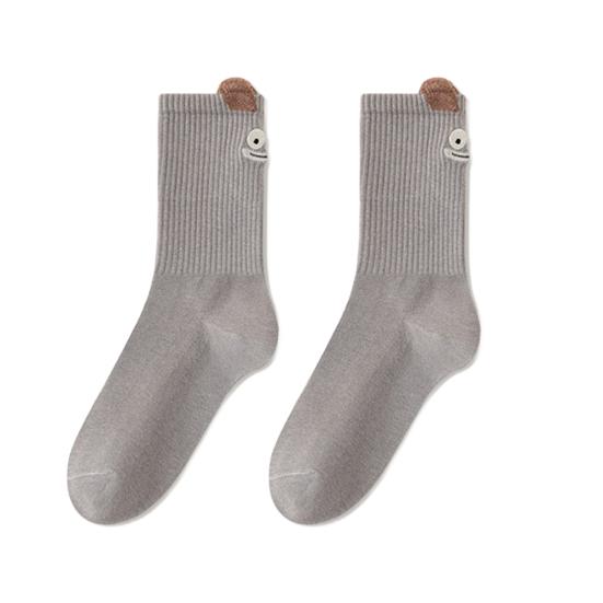 Yousheng Cute Crew Socks Cartoon Embroidery Silly Socks Ribbed Casual Funny Socks with Plush Ears for Women Christmas Gift