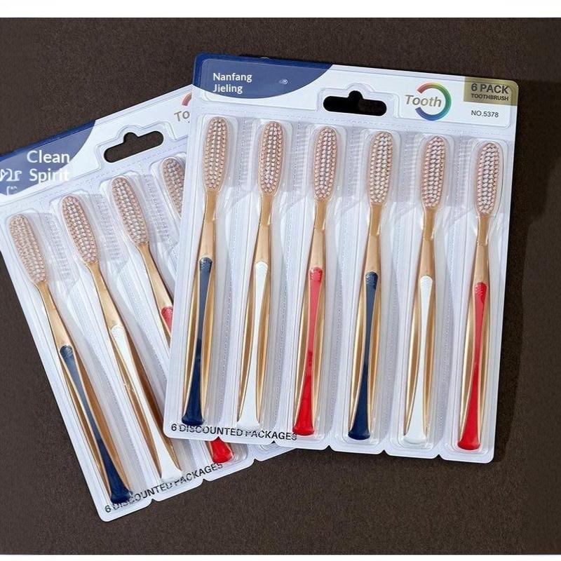6 Pack Soft Bristle Toothbrushes Extra Long Curved Head Gentle Deep Cleaning For Daily Oral Care Whole Family Use