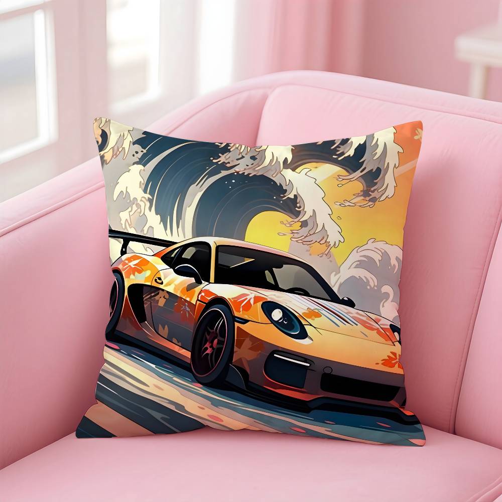 Fortgeschrittene Sport GTR Rennwagen Kissenbezug Musterdruck Kissenbezug Wohnzimmer Sofa Kissenbezug Schlafzimmer Raumdekor