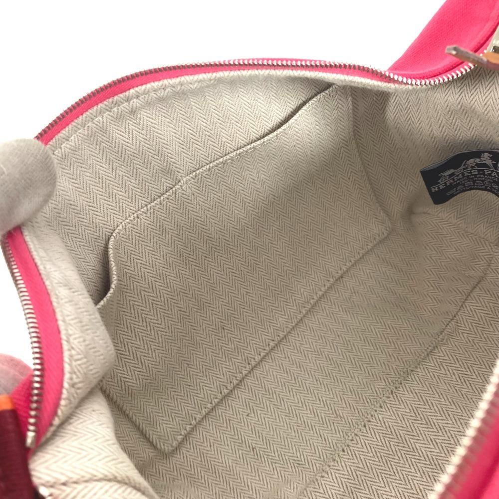 HERMES Brida Black PM Pouch bag vanity bag Hand Bag Canvas hibiscus pink