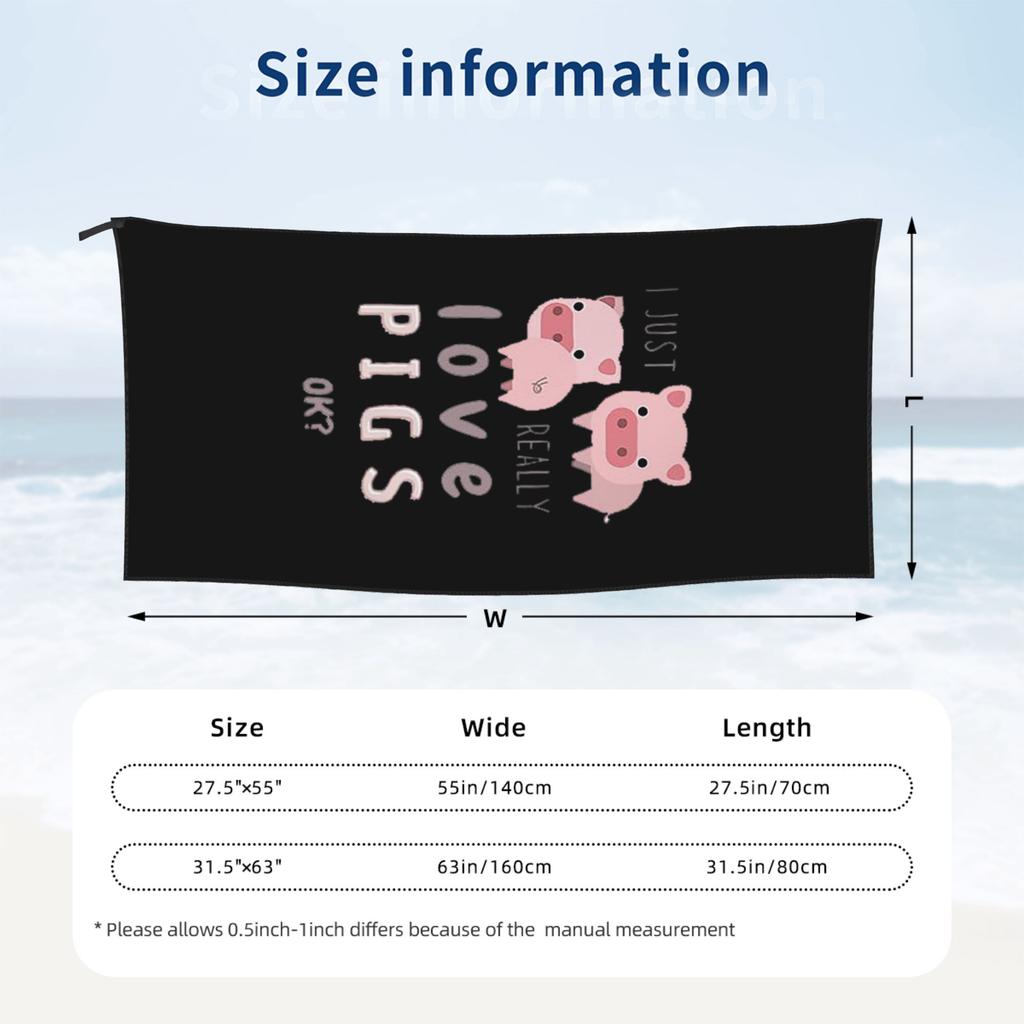 Funny Pigs For Pig Lovers Beach Towel Soft Microfiber Quick Dry Absorbent Quick Towels For Bath