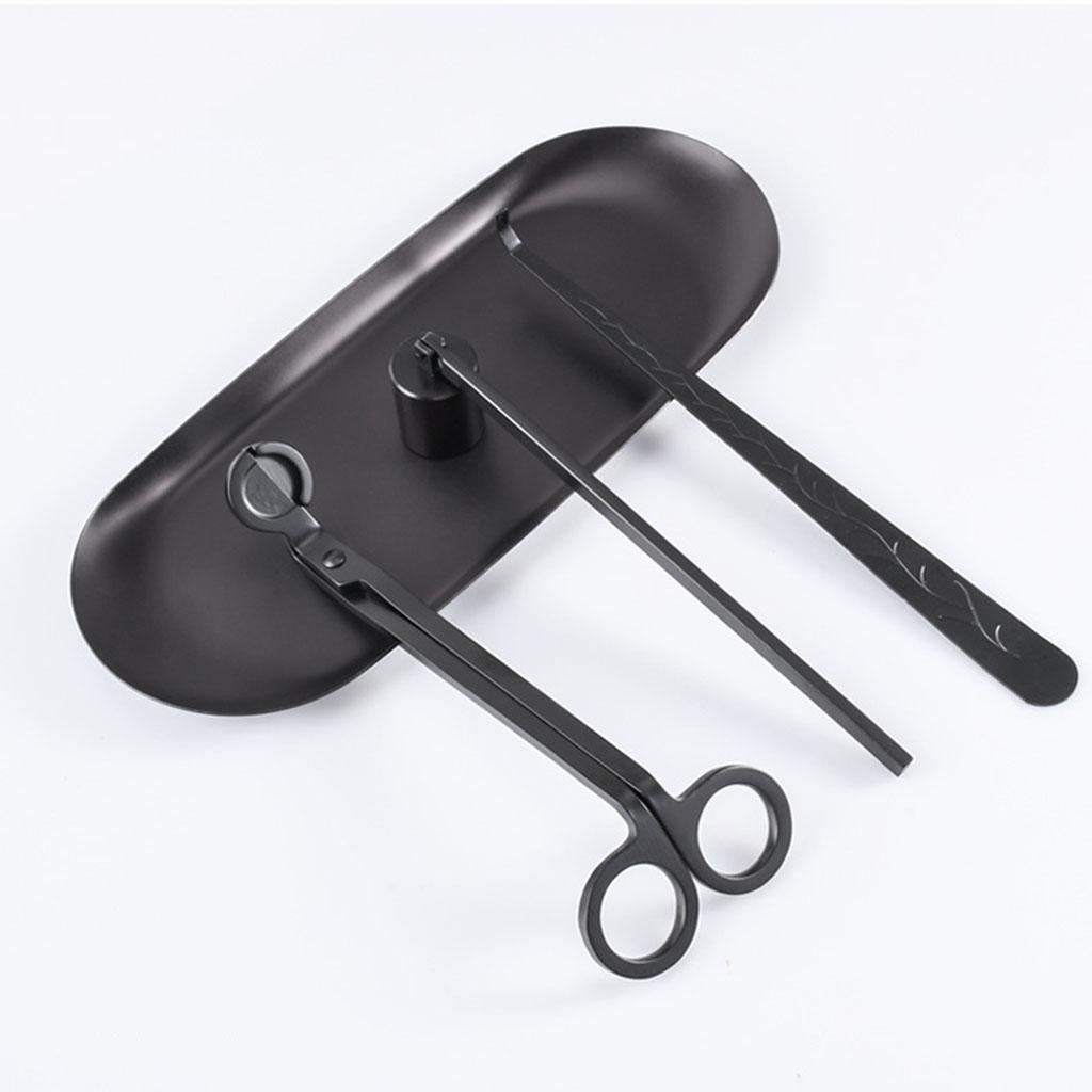 

4 Pcs Candle Wick Trimmer Candle Snuffer Wick Dipper with Tray Candle Supplies DIY Candle Care Creative for Wax Lovers чёрный