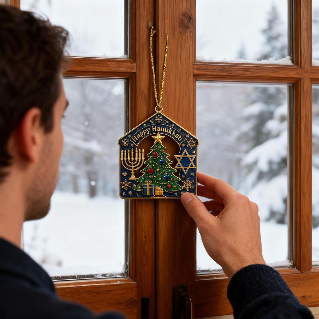 2D Hangable Acrylic Hanukkah Pendant Classic Holiday Christmas Hanukkah Decoration For Windowsill Door Wall Living
