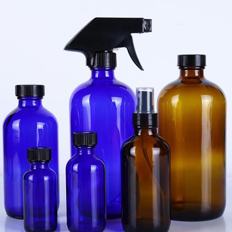 Large Brown Glass Spray Bottle - Hand Sanitizer & Cosmetic Dispenser with Pump