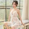 Sexy underwear large size catty seduction sexy split lace suspender nightdress female transparent
