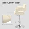 Sgabello da Bar Girevole in Metallo con Schienale in PU Braccioli Base Cromata Sgabello da Pub Sgabello da Cucina Regolabile in Altezza con Sollevamento a Gas Stile Moderno (beige)