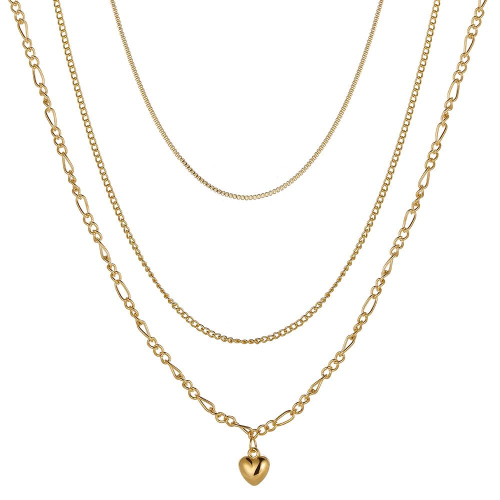 iF ME Fashion Butterfly Lock Heart Pendant Necklace Retro Multilayer Gold Silver Chain Choker for Women Accessories Jewelry