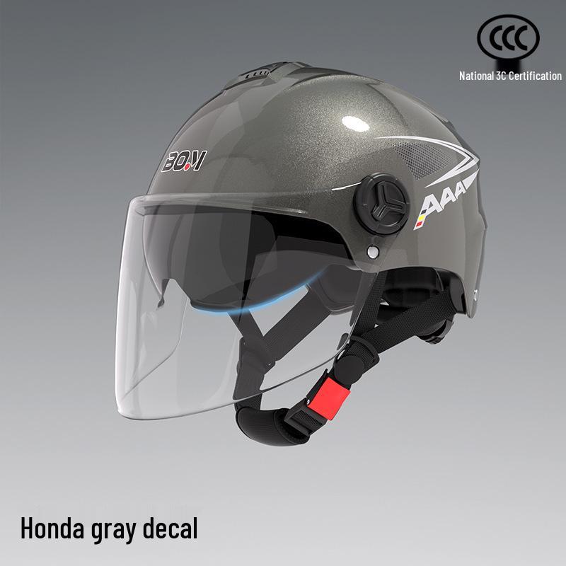 Certified Dual-Lens Electric Motorcycle Helmet for Men and Women - Summer Sun Protection Safety Half Helmet for Scooters