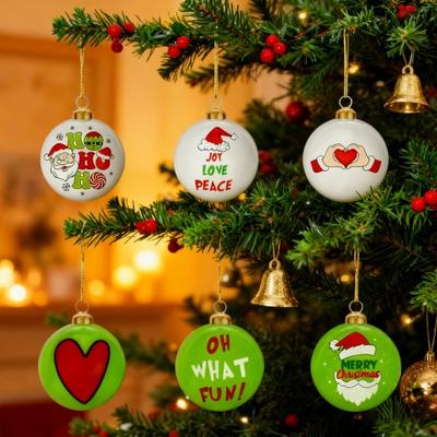 12 ks vánočních ozdob Vzor čepice Santa Clause Zelenobílé nerozbitné koule Sada Dekorace na vánoční stromek