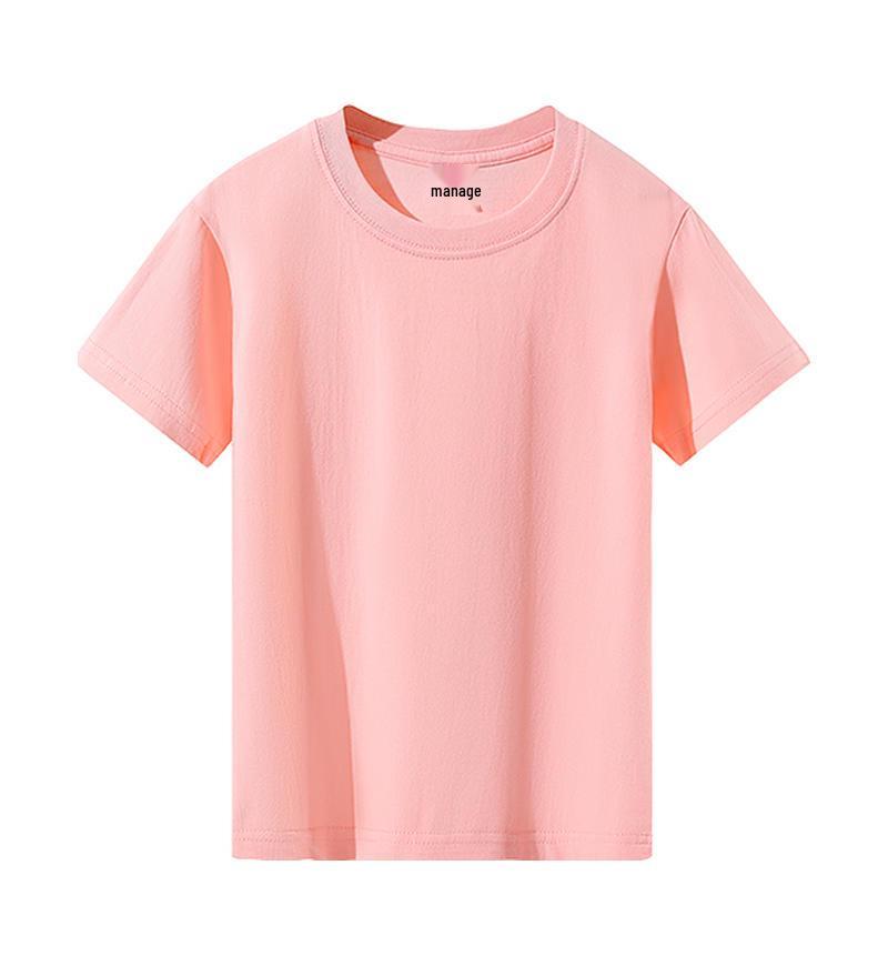 190g reines Baumwoll-Kinder-T-Shirt Kurzarm, einfarbiges Sommeroberteil für Jungen und Mädchen, lockeres Freizeit-Halbarm-Oberteil