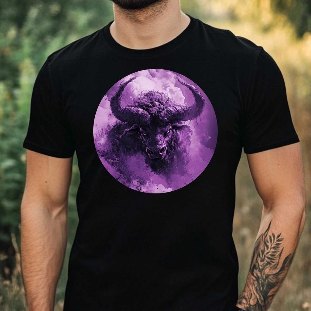 T-Shirt Herren Lila Minotaurus Motiv Baumwolle Größe XS bis 5XL