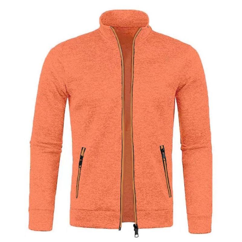 Herbst Winter Herren Langarm Reißverschluss Pullover Ärmel Dünner Samt Trendy Oberteil Kapuzenpullover Jacke