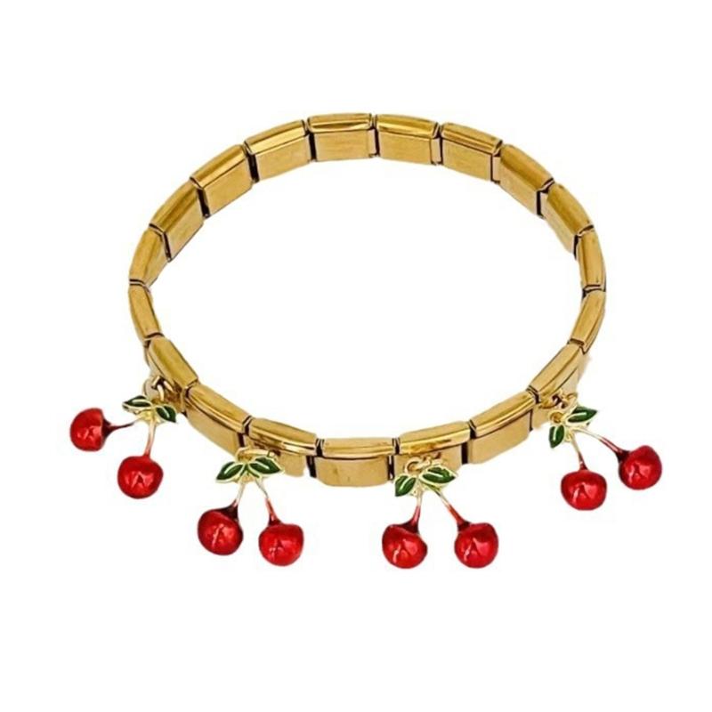 

Unique Strawberry and Cherrys Styles Stainless Steel Bangle Portable for Gifting to Fashionable Individuals Wear