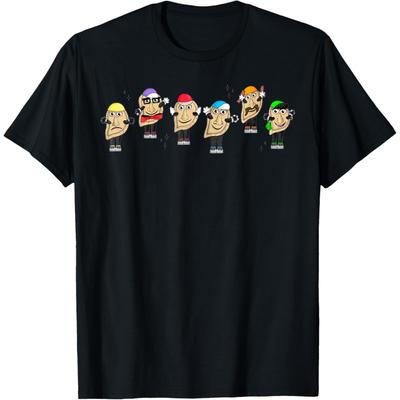 Unisex Adult Fun Cartoon T-Shirt, Black, Small, Short Sleeve