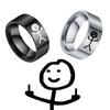 Trendy Hip Hop Decorative Hard High Gloss Stickman Graffiti Finger Ring for Anniversary Women AVE