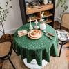 Hot Christmas New Year Festival Party Favor Tablecloth Red Green Cotton Linen Round 150Cm Printed Snow Flower Table Cloth Cover