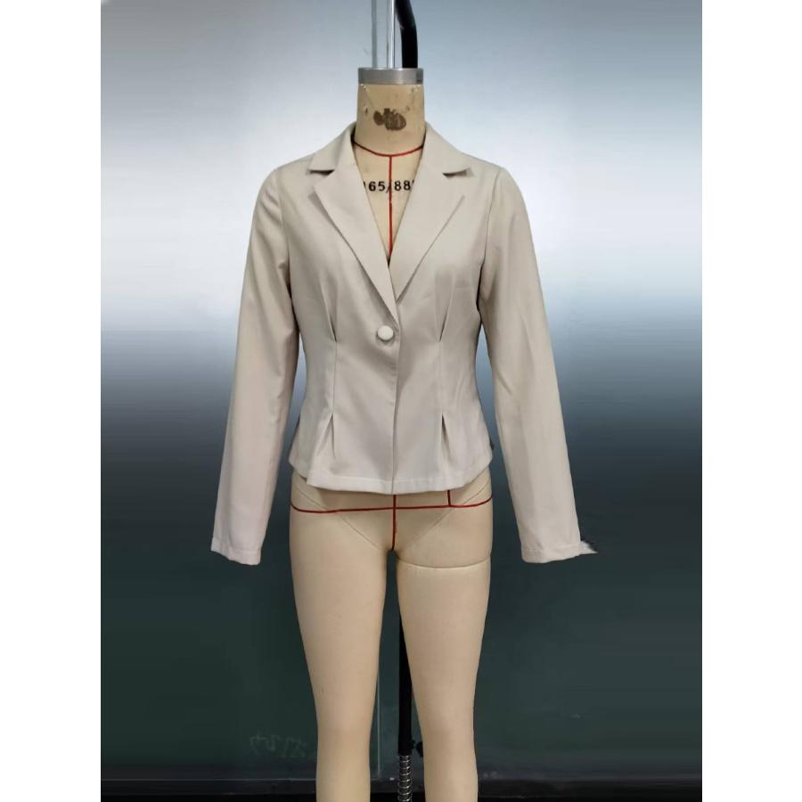 2025 Autumn Winter Women's Single Button Blazer, V-Neck Waist-Defining Open Front Cardigan with Solid Color Design, French Style Office Coat