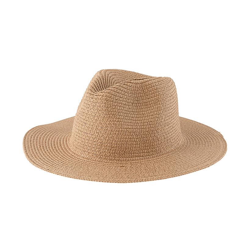 Women's Jazz Straw Hat with Wide Brim - European & American Style Panama Sunshade Fedora