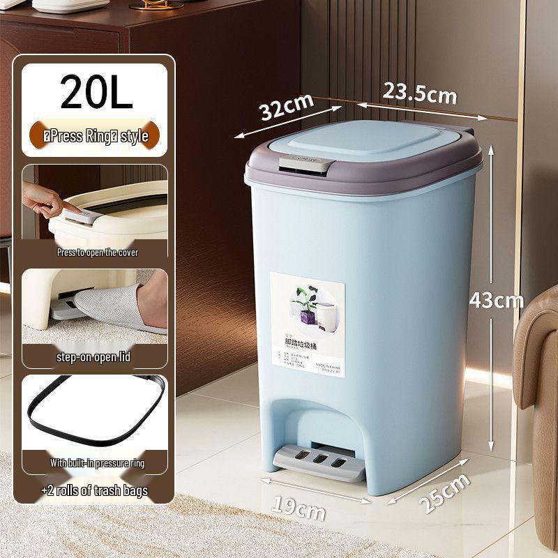 Large Odor-Proof Foot Pedal Trash Can with Lid for Home: Double Opening for Bedroom, Living Room, Kitchen, Bathroom, and Toilet.