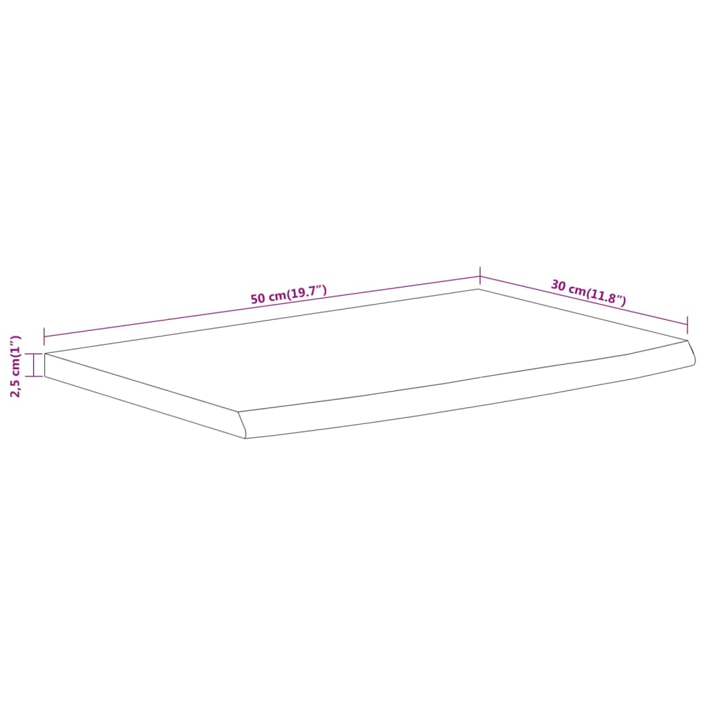 Wall Shelf 50 x 30 x 2.5 cm Rectangular Solid Acacia Wood with Natural Edge
