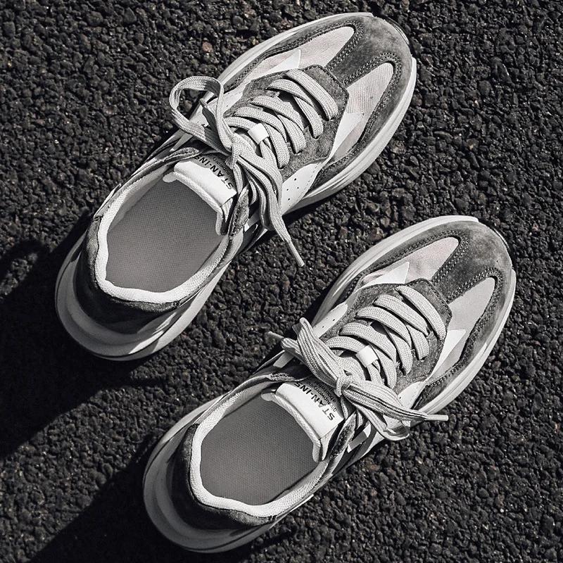 Vår Höst Nya Trendiga Retro Rese Fritidsskor Tjocksulade Slitstarka Utomhussneakers Halkfria Bekväma Löparskor