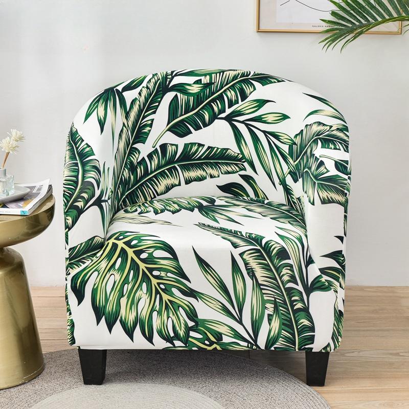 Elastic Full Package Semi-circular Bathtub Small Single Person Sofa Cover, Internet Cafe Coffee Shop Wine Room Print Cover