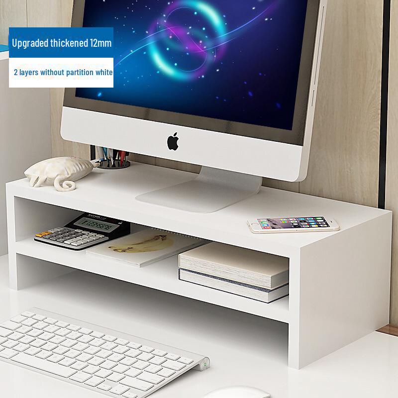 Desktop Monitor Stand with Drawer and Storage Shelf