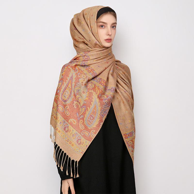 Paisley Point Cashew Jacquard Air Conditioner Quilt Long Scarf Shawl Scarf Fringed Spring And Summer Thin Bag Headscarf Scarf Women