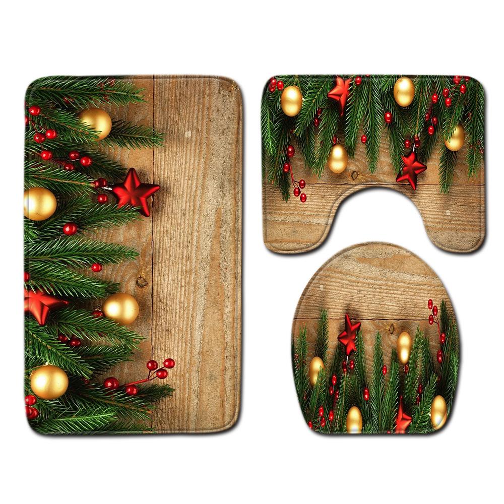 3D Toilet Floor Mat Bathroom Mat Christmas Three-Piece Foot Mat E-Commerce