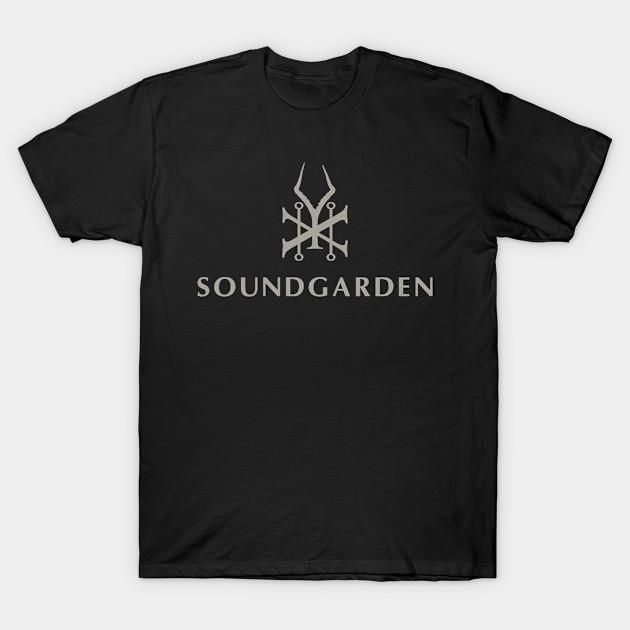 Asian Size Men Black Print T-shirt Soundgarden Animal Bone No-Cut Heat Transfer Print Cotton Tshirt