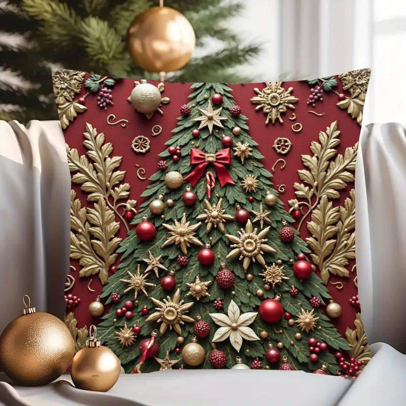 Uroczy Pies i Kot na Świątecznej Poszewce na PoduszkęNadaje się do sofy samochodu sypialni dekoracyjna poszewka na poduszkę poszewka na poduszkę