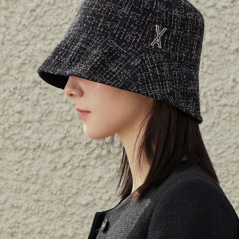 

VARZAR VA Твидовая шляпа-ведро с шипами черного цвета FREE