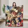 Natsu Erza Lucy Flannel Throw Blanket Fairys Tails Blanket for Home Travel Lightweight Thin Bedroom Quilt,