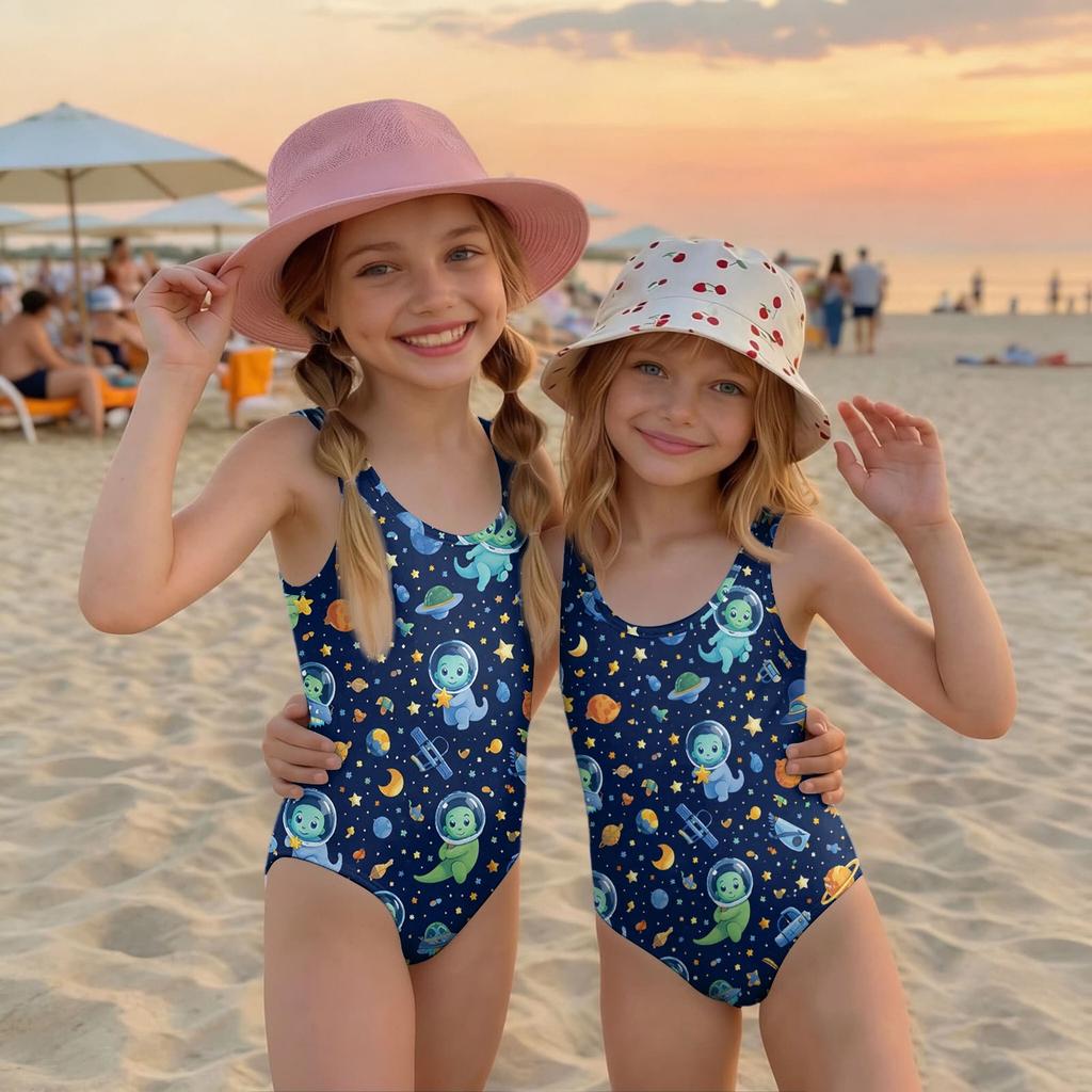 Costume da bagno intero per bambina con stampa animalier Costume da bagno per bambini Tessuto leggero e morbido Vestibilità comoda Adatto per attività estive in spiaggia e piscina