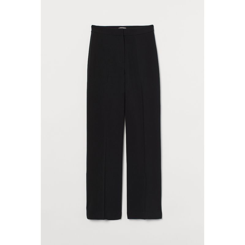 

HM Women s Clothes Casual Pants Fall Fashion Simple High Waist Straight-leg Loose Pants Drape Mop Pants 0877769 Black 155/60A
