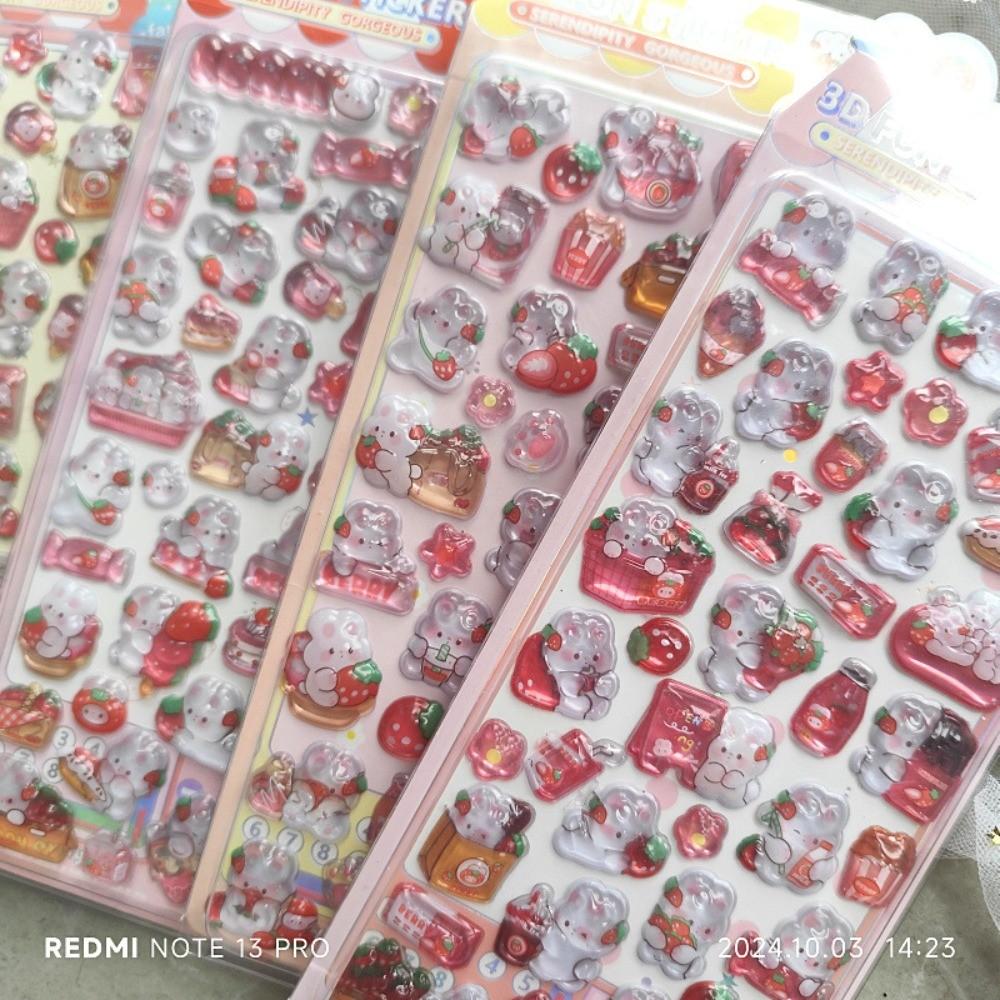 4 Pcs Fun Animal Embossed Crystal Stickers - 3D Raised Texture, Cute Decor for Notebook DIY Crafts BulingBulingStickers Store