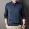 Male Autumn Knit Pullover Polo Shirts Shirt Collar Sweater Pullovers Men'S Business Casual Fashion Stripe Top Clothing