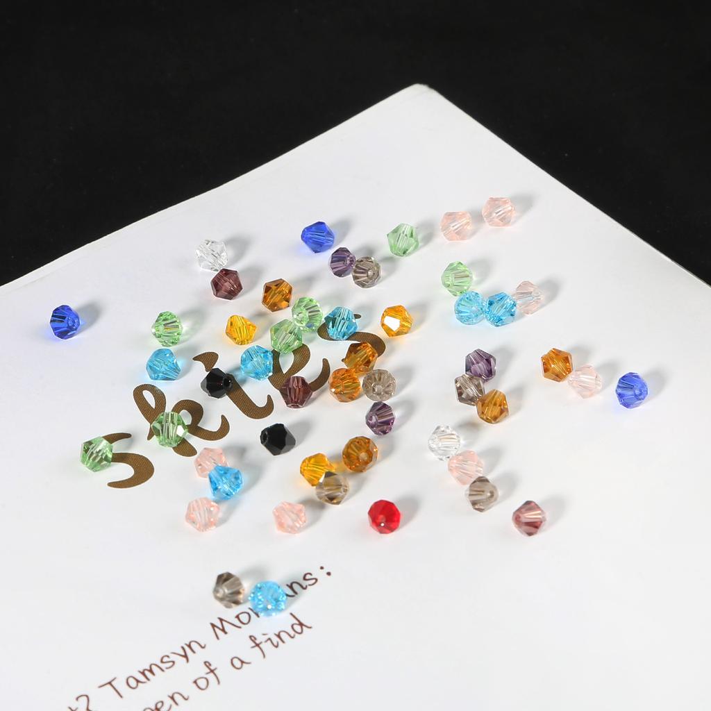 4mm Faceted Rhombus Crystal Beads Glass Beads DIY Handmade Beads Loose Beads Material Hair Jewelry Accessories Beads for Jewelry Making