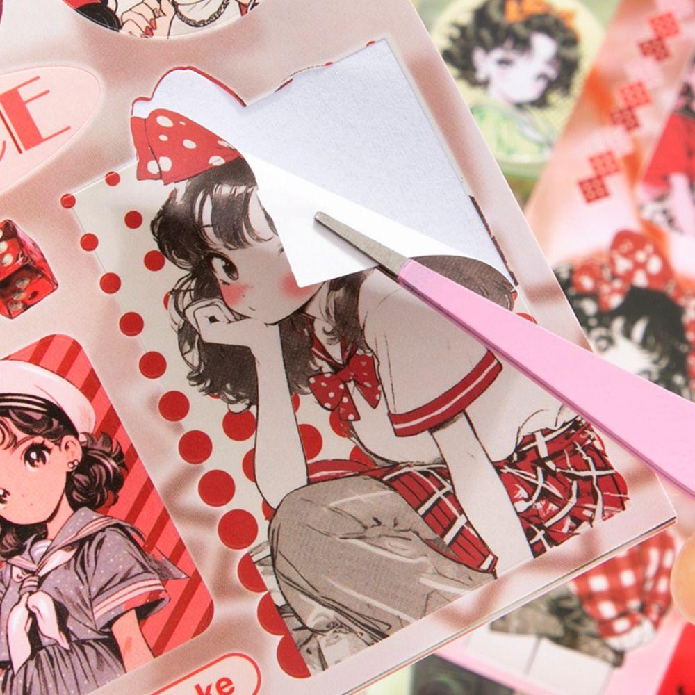 Retro 30 Pages Sticker Book Japanese Y2K Cartoon Diary Sticker DIY Gift Scrapbook Sticker Stationery Supplies