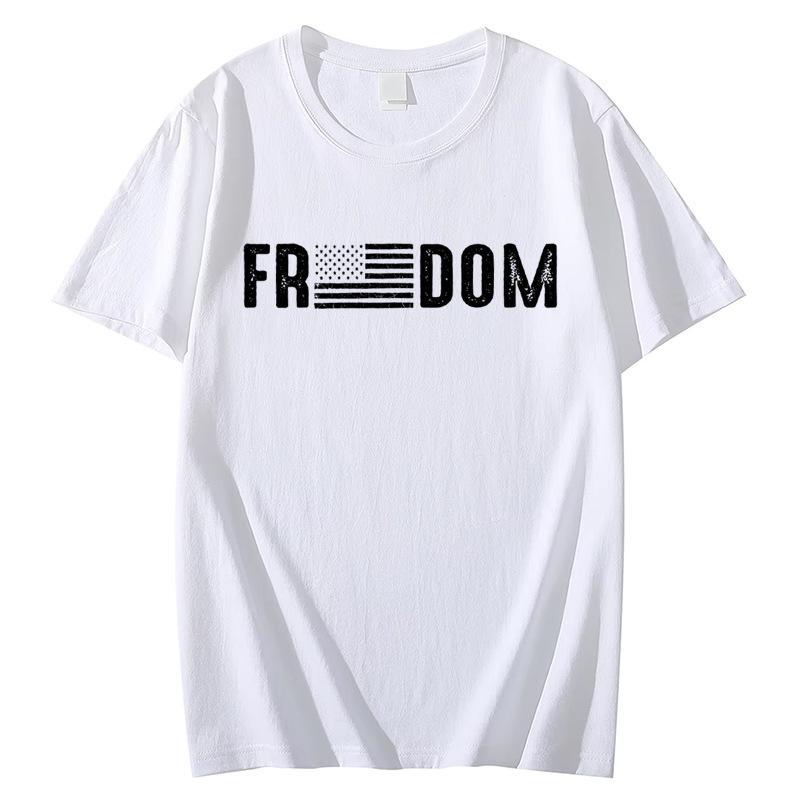 Freedom Flag T-shirt Print T-Shirt Women Clothing Summer Harajuku Short Sleeve Tees Shirts Graphic Y2k Tops Clothing