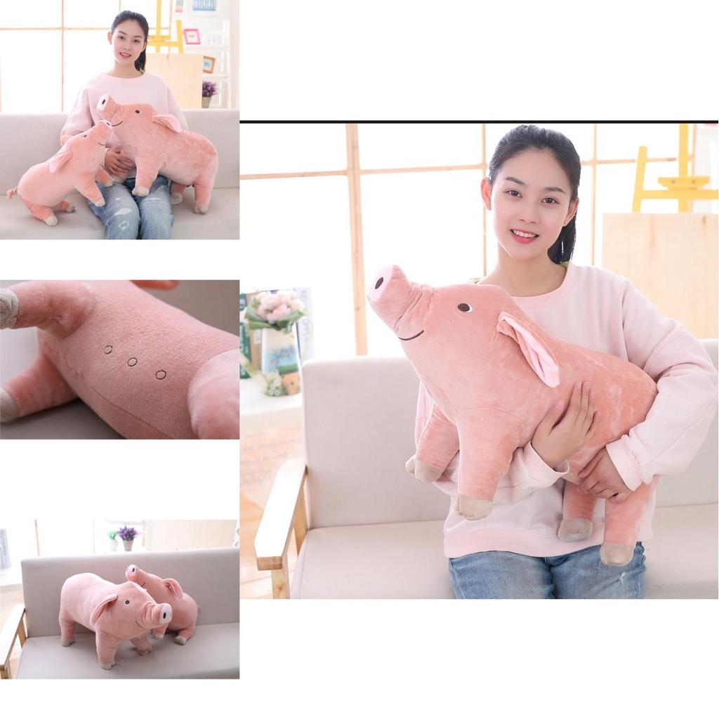 Simpatico peluche a forma di maialino rosa, morbido e soffice, ideale come cuscino per dormire, disponibile nelle misure 25/40/60 cm. Dimensioni comode.