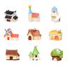 Mini House Micro Landscape Accessory Resin Miniature House Figurine Fairy Garden Ornament for Bonsai Terrarium Crafts