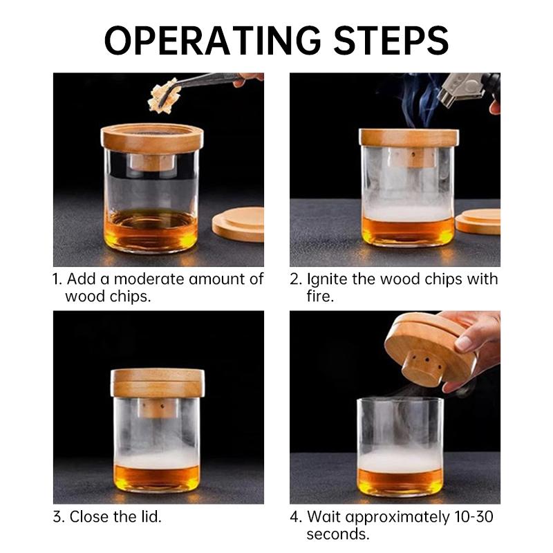 Koktejlová sada pro uzení whiskey Old Fashioned Bourbon s ochucenými dřevěnými štěpkami Infuzér pro kouření nápojů Dárky pro milovníka koktejlů