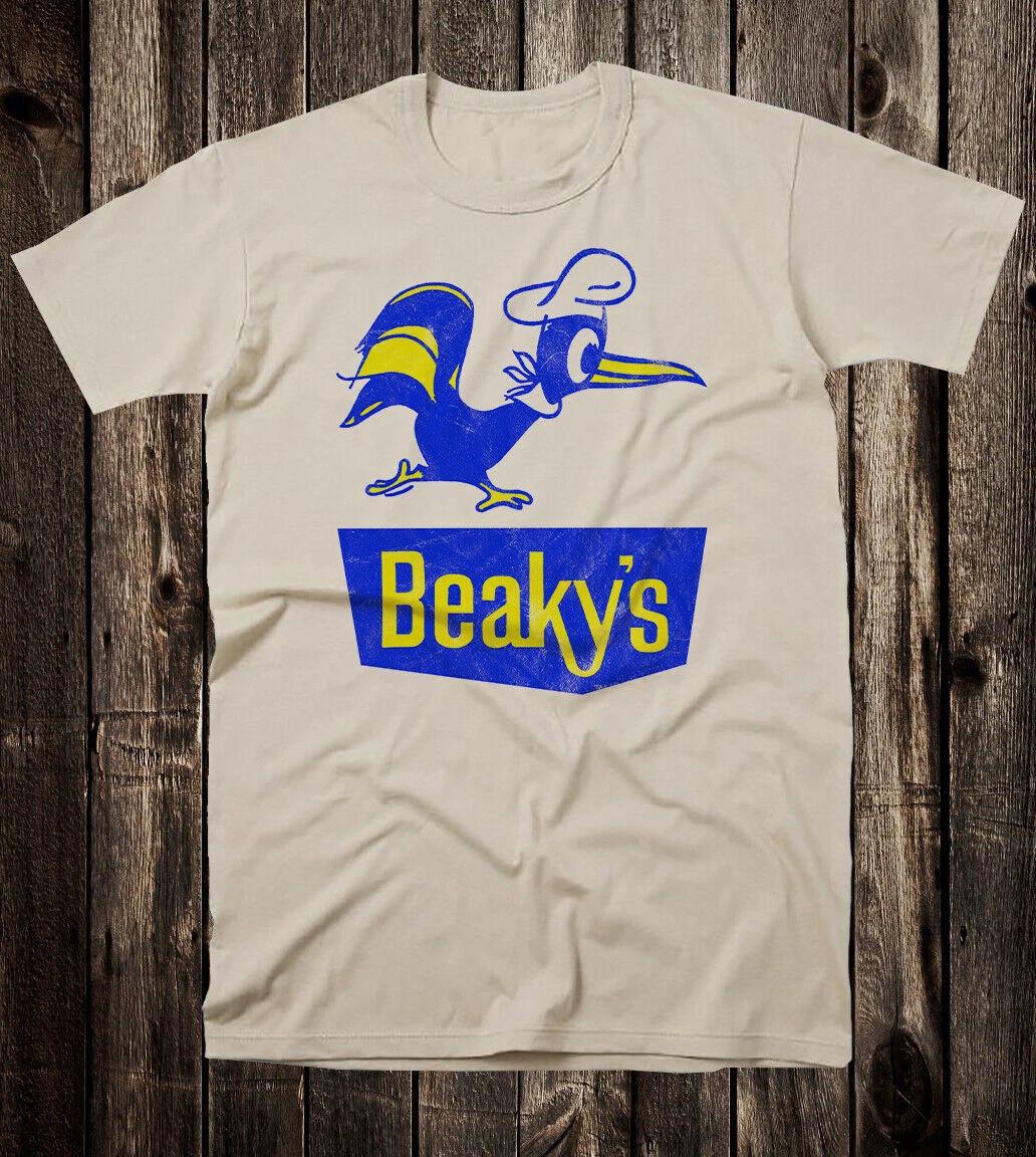 Retro Ad Art Tee T Shirt Vtg Food 100% Cotton Beakys Drive In Rockford IL S