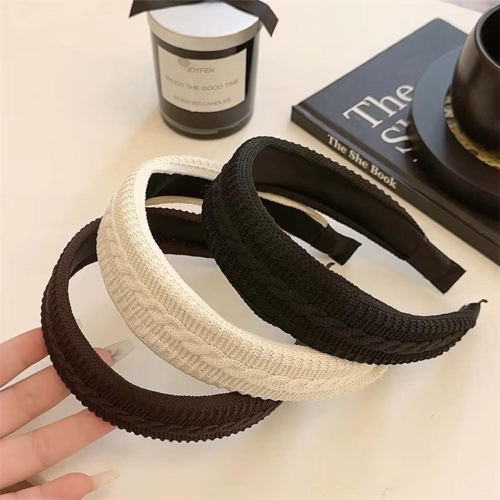 French Design Knit Hair Hoop Elegant Woolen Headband Versatile Hair Bands  For Women
