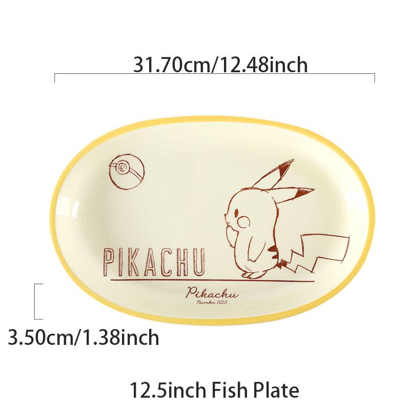 SHUNXIANG Pokémon Keramik Geschirrset Pikachu Cartoon Muster Keramik Schüssel Teller Gericht Speiseteller Mikrowellengeeignet Geschirr